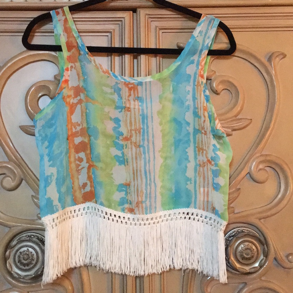 Love Blossom boho fringe sheer top size small